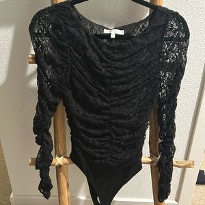 Black Long sleeve lace bodysuit